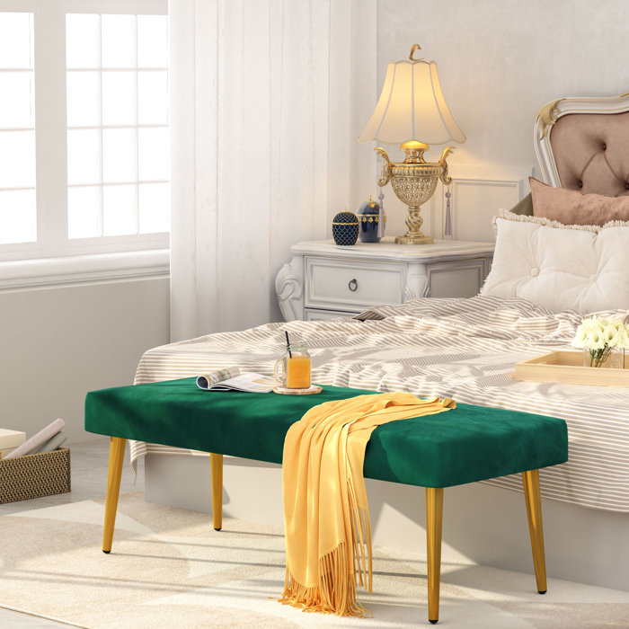 Mercer41 Modern Velvet Upholstered Bench, Bedroom Bench End Of Bed
